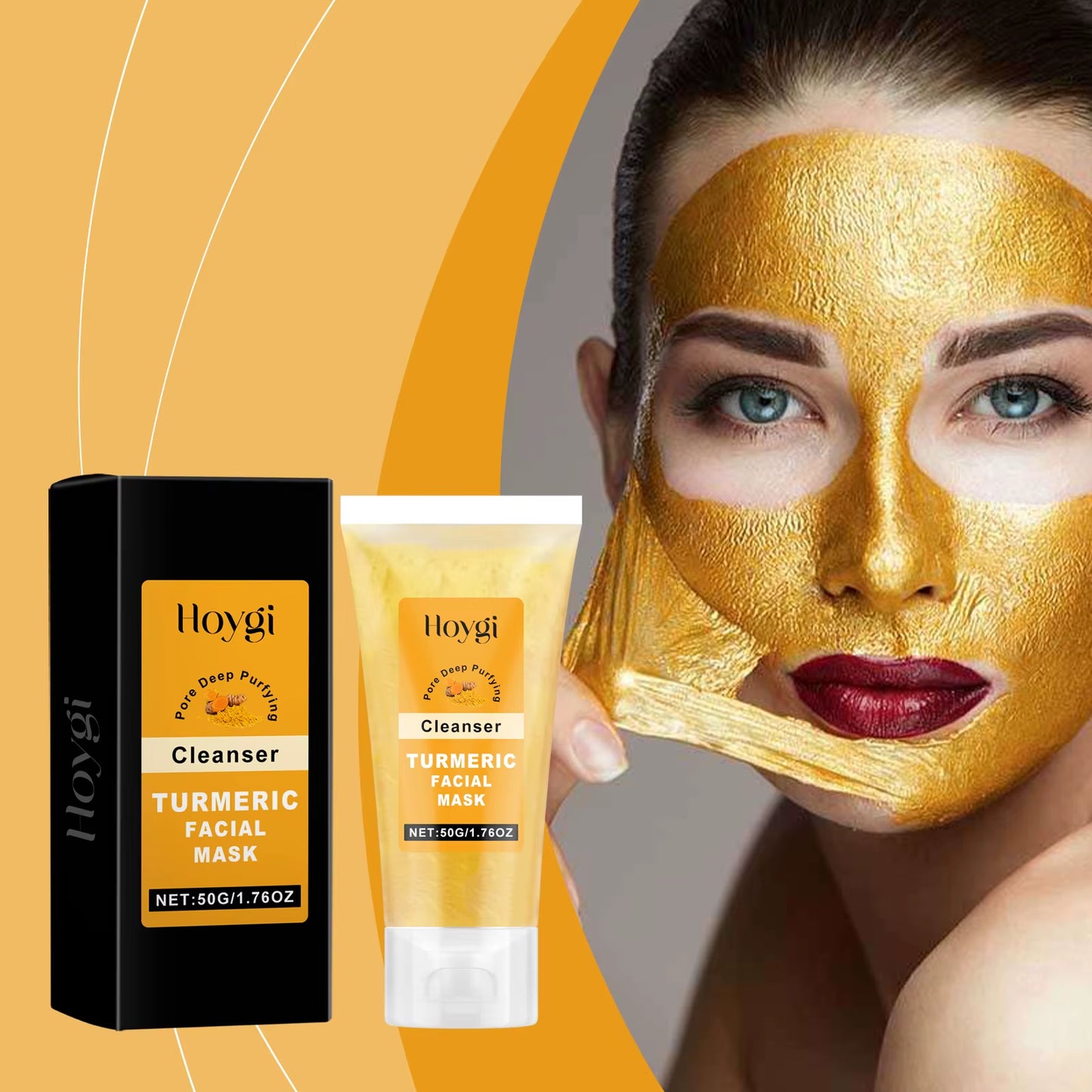 50G Turmeric Exfooliating Facial Mask Cleaning Shrink Pores Blackhead Remove Hydrate Moisturize Brighten Peeling Face Mask