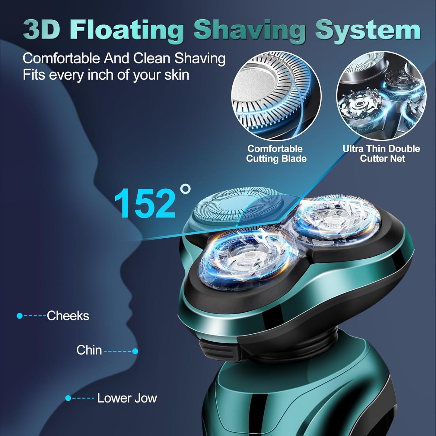 Electric Razor for Men,Men’S Electric Shavers Rotary,Led Display 100% Waterproof Cordless Razor, Wet/Dry Shaving,Electric Shaver for Men Includes Nose Hair Trimmer Beard Trimmer Travel Shaver