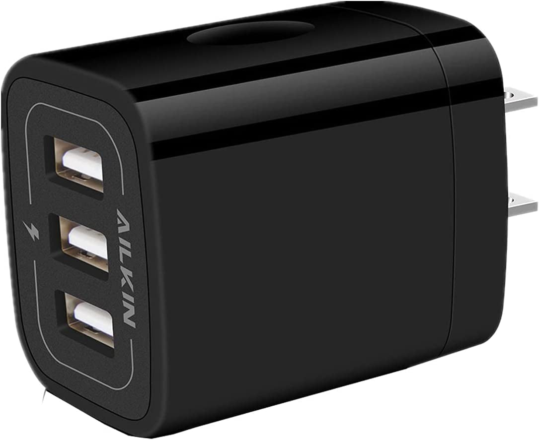 Wall Charger Plug, USB Charger Cube, 3.1A 3-Muti Port USB Adapter Power Plug Charging Station Box Black Base for Iphone 15 14 13 12 11 Pro Max/Se/Xr/Xs/X, Samsung Galaxy Phones USB Charge Block