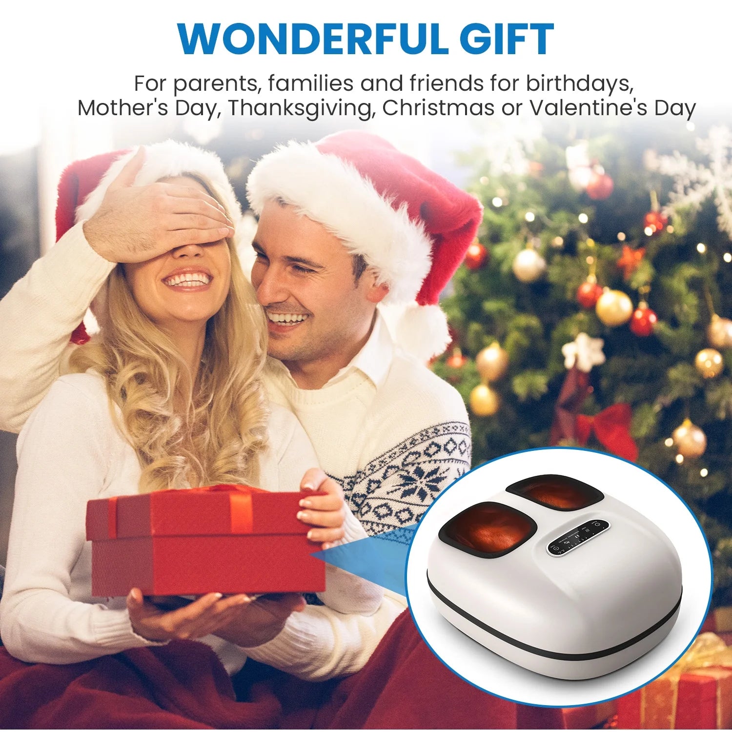 Foot Massager with Heat for Tired Foot Blood Circulation up to Size 11, White, Fathers Day & Birthday Gifts for Mom Dad Men