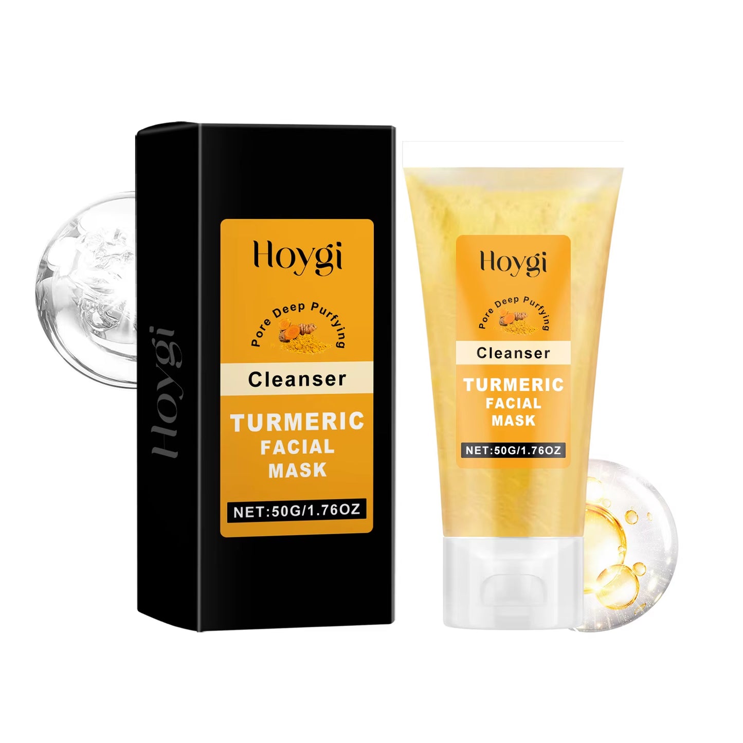 50G Turmeric Exfooliating Facial Mask Cleaning Shrink Pores Blackhead Remove Hydrate Moisturize Brighten Peeling Face Mask