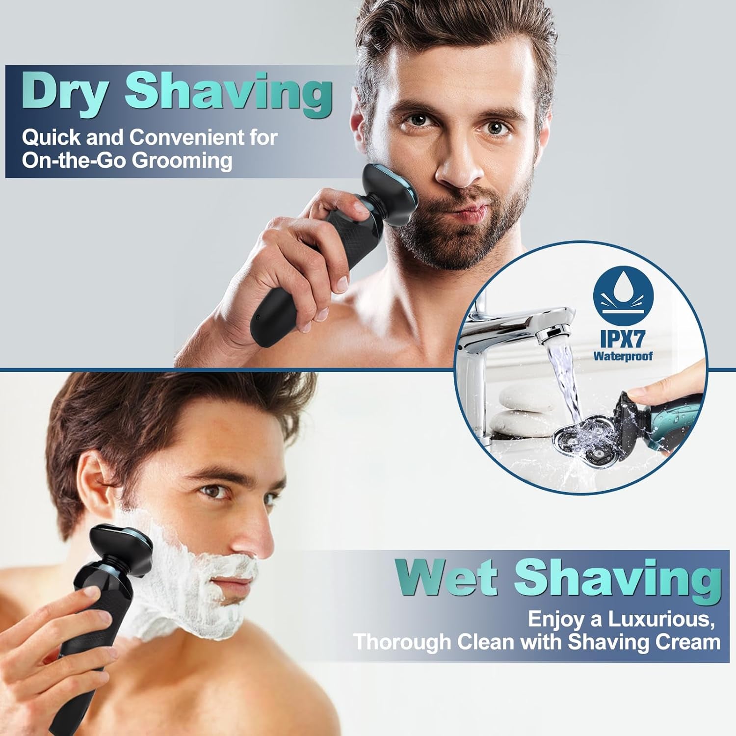 Electric Razor for Men,Men’S Electric Shavers Rotary,Led Display 100% Waterproof Cordless Razor, Wet/Dry Shaving,Electric Shaver for Men Includes Nose Hair Trimmer Beard Trimmer Travel Shaver