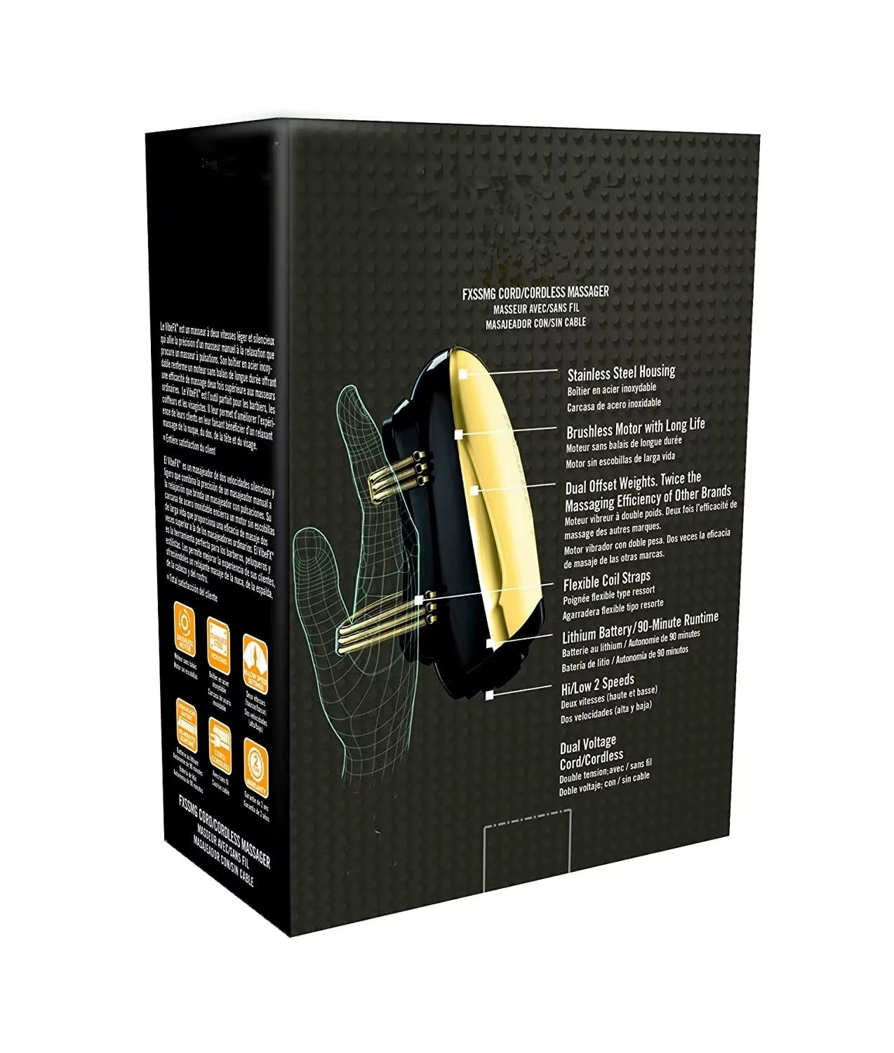 Men'S Barberology Massager Professional Cordless Metal Handheld Heat Massager USB Charge Vibration Head Massage 2 Massage Nodes