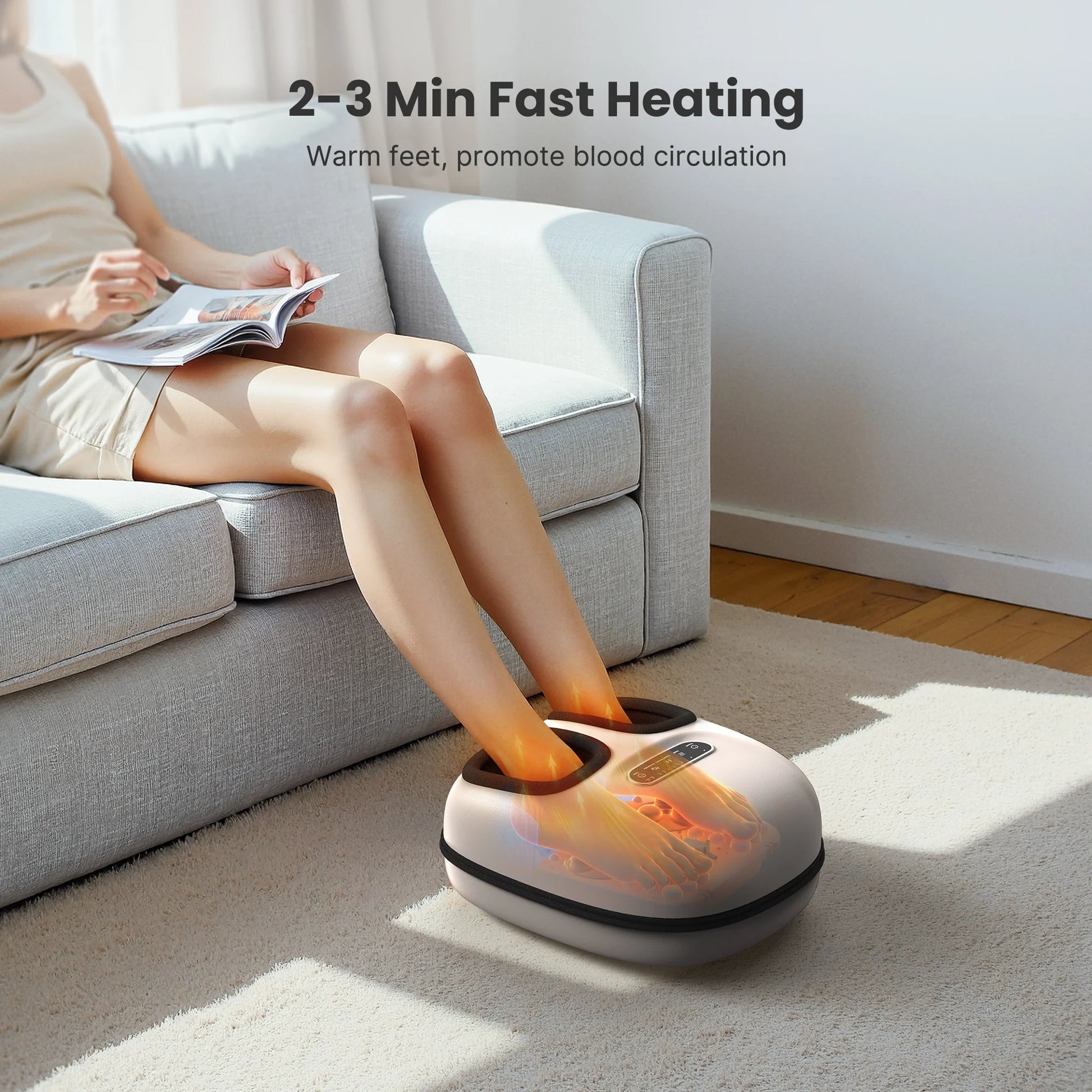 Foot Massager with Heat for Tired Foot Blood Circulation up to Size 11, White, Fathers Day & Birthday Gifts for Mom Dad Men